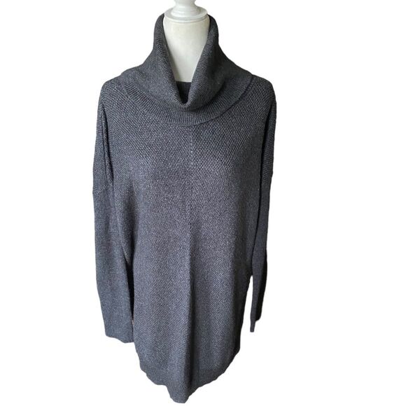 Ann Taylor Size L cotton blend tunic sweater grey turtleneck classic timeless - Picture 1 of 10
